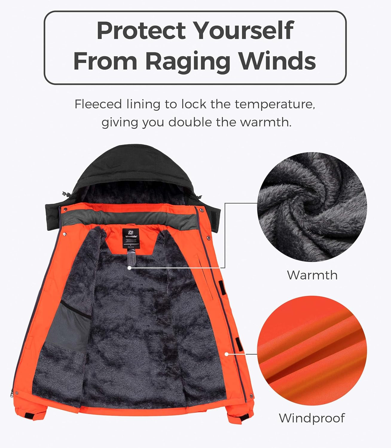 Men'S Softshell Waterproof Polar Fleece Breathable Climbing Ski Coat | Drawcord Adjustable Storm Hood & Detachable Hood for Lightweight Daily Wear